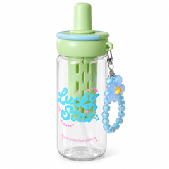 Green 900ml Lucky Star Water Bottle with Straw & Charm