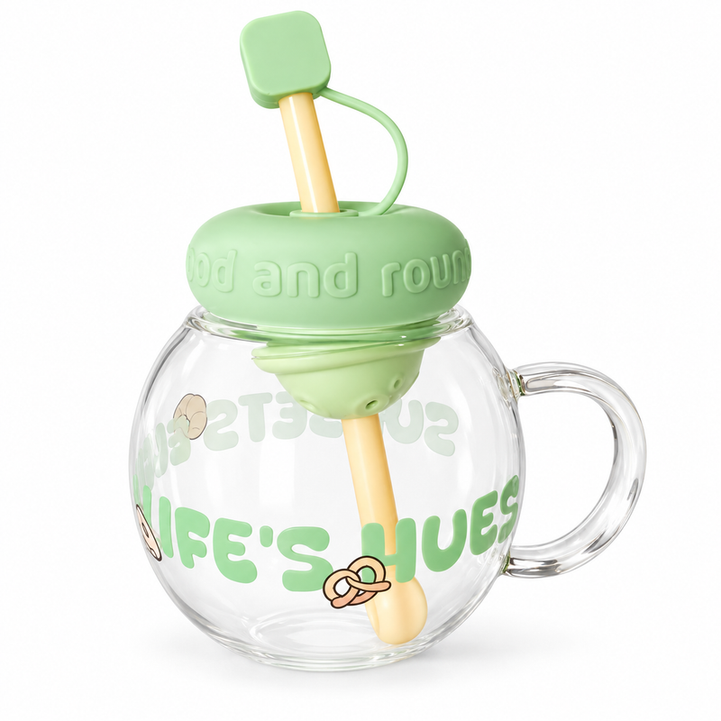 Cute Cartoon Plastic Sipper with Straw & Handle – Kids Drinking Cup