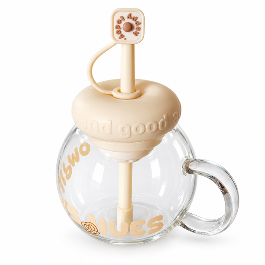 Cute Cartoon Plastic Sipper with Straw & Handle – Kids Drinking Cup