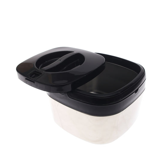 Stylish Square Stainless Steel Hot Pot – Medium Size Food Warmer with Black Lid | Insulated Casserole Dish for Home & Dining
