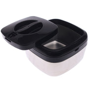 Compact Square Stainless Steel Hot Pot – Small Size Insulated Food Warmer with Black Lid | Modern Casserole Dish for Home & Kitchen - Habitt
