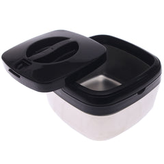 Compact Square Stainless Steel Hot Pot – Small Size Insulated Food Warmer with Black Lid | Modern Casserole Dish for Home & Kitchen