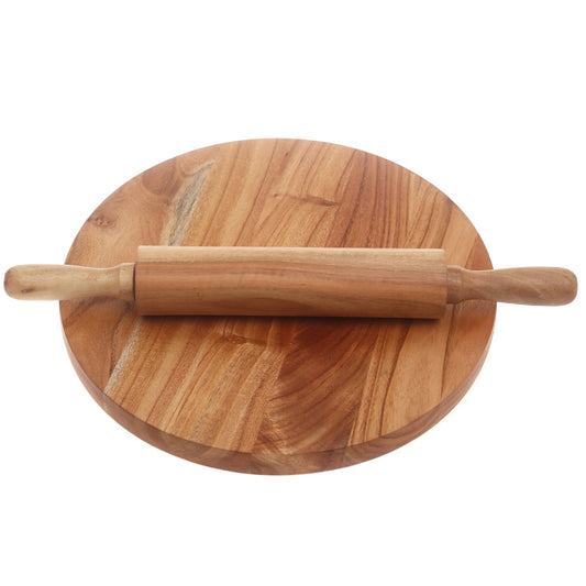 Wooden Rolling Pin with Board Set - 2 Piece Baking Kit - Non-Slip Dough Roller & Pastry Mat - Habitt