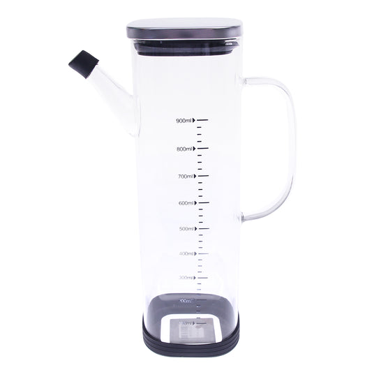 Glass Oil Jug Large – OF-12 | 900ml with Measurement Marks & Spill-Proof Spout