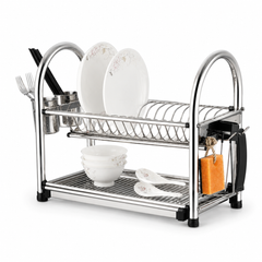 Iron Kitchen Rack – 85 cm Double Layer Dish Drainer