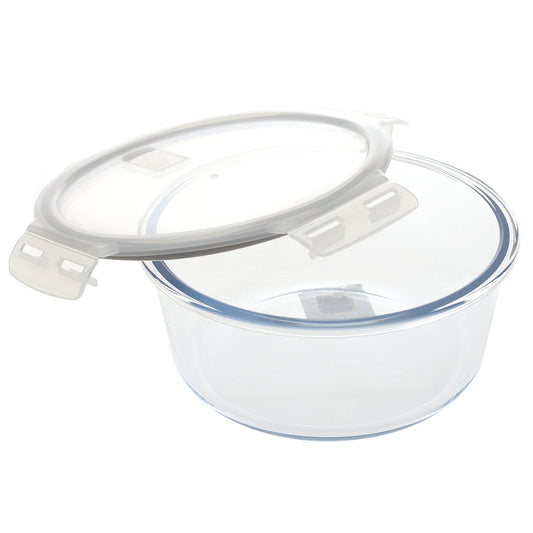 Glass Food Storage Bowl with Lid – 1750ml Round Airtight Container