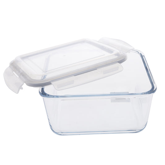 Glass Food Storage Bowl with Lid – 2200ml Square Airtight Container