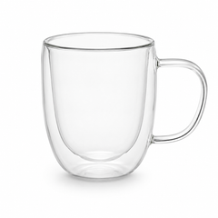 Double Wall Glass Sipper Mug with Handle | Clear Insulated Drinkware