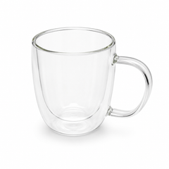 Double Wall Glass Sipper Mug with Handle | Clear Insulated Drinkware