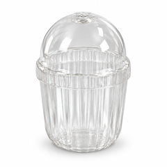 Clear Glass Sipper with Dome Lid | Ribbed Drinkware Cup