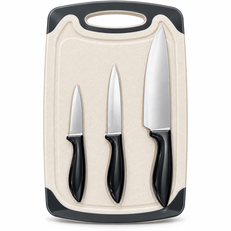 4 PCS Knife Set with Cutting Board – Assorted