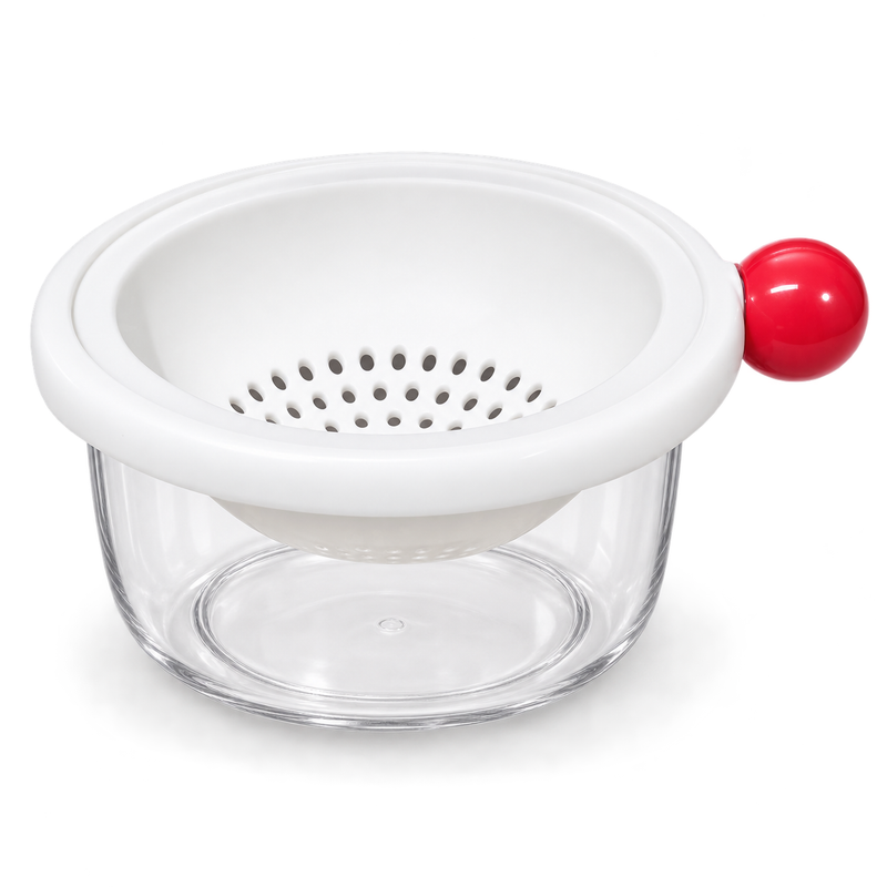 Assorted 1 pc Double Layer Food Drain Basket – Rotating Strainer with Base Bowl