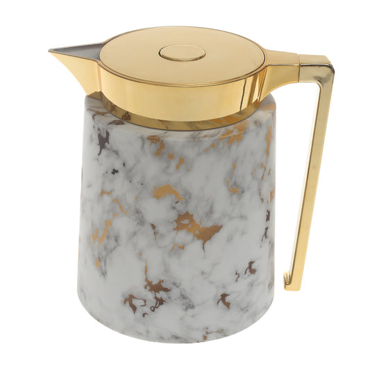 Royalford Marbo Arabic Vacuum Flask 1.0L – White & Gold