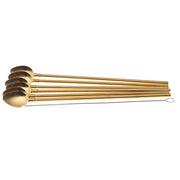 Premium Gold 2-in-1 Straw & Spoon Set — Reusable Stainless Steel Cocktail & Smoothie Utensils with Cleaning Brush - Habitt