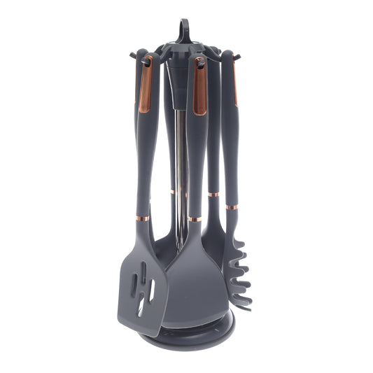 Silicone Cooking Spoon Set with Stand – Grey (11-3)