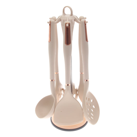 Silicone Cooking Spoon Set with Stand – White (11-3)
