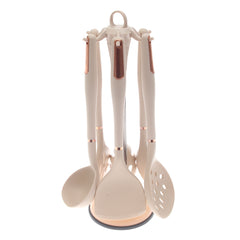 Silicone Cooking Spoon Set with Stand – White (11-3)