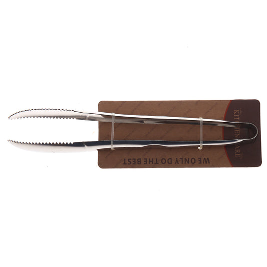 Stainless Steel Serrated Kitchen Tongs – Silver Grip & Serve Tool