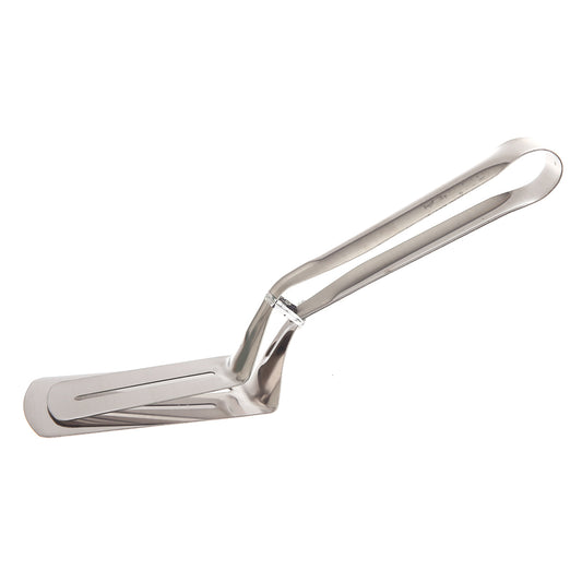 Stainless Steel Angled Spatula Tongs – 11.8″ Silver Slotted Flip & Serve Tool