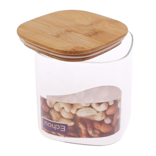 750 ml Square Glass Jar with Bamboo Lid