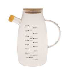 850ml Glass Oil Bottle with Wooden Lid and Spout - Habitt