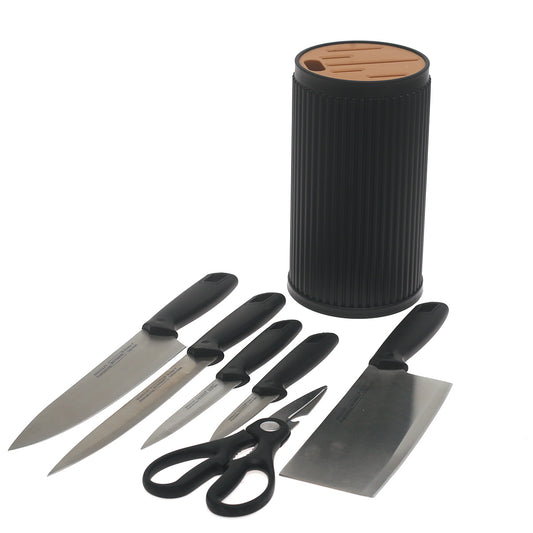 6-Piece Kitchen Knife Set with Storage Block – Stainless Steel Blades