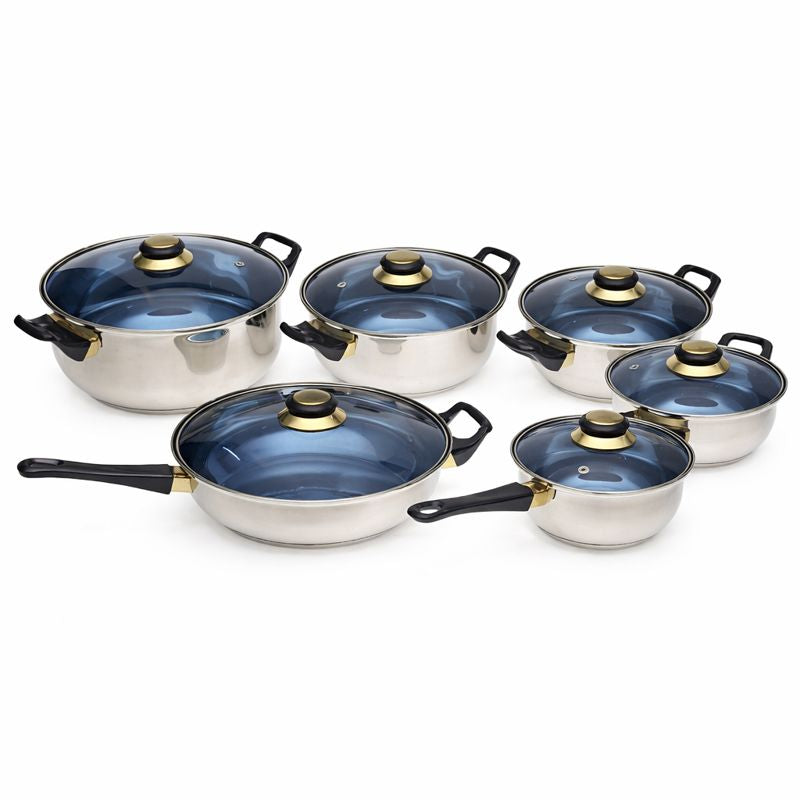 12-Piece Stainless Steel Cookware Set with Glass Lids