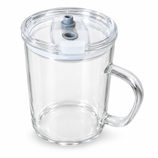 Mason Jar Transparent with Lid & Glass Straw | 350ml