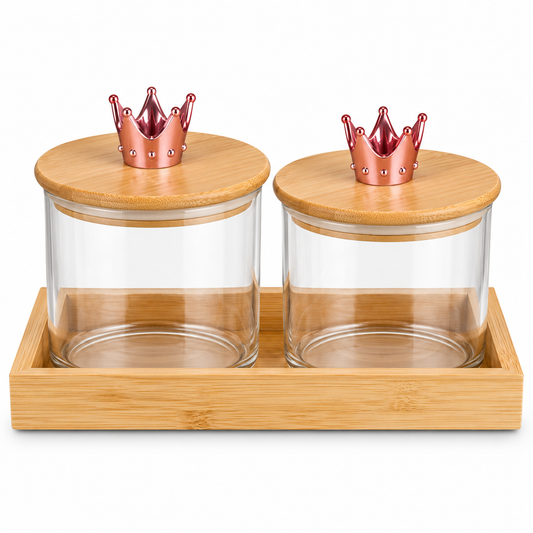 2 Piece Glass Jar Set with Wooden Lid  Stylish Kitchen Storage Containers
