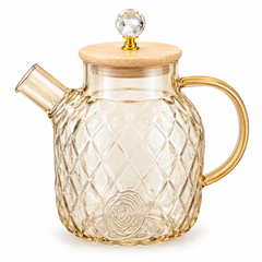 Glass Kettle with Wooden Lid – 1.5 Liter