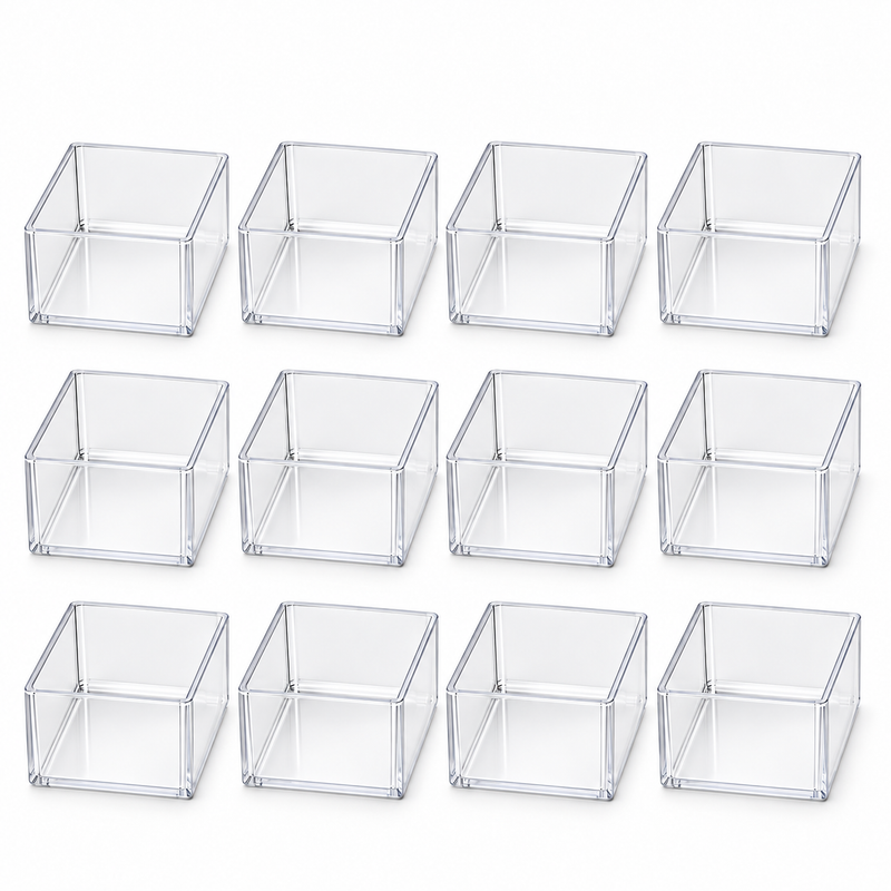 12 Pcs Mini Dessert Display Box | Transparent Pastry Storage Containers
