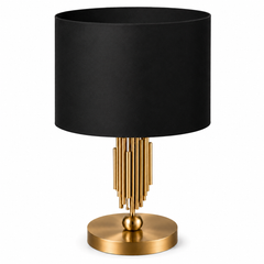 Modern Gold Table Lamp with Black Drum Shade – Luxury Decorative Bedside Lamp