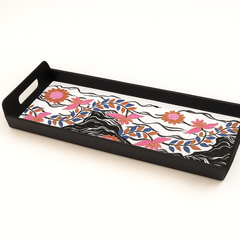 Magical Black Smart Tray – Floral Wave Design