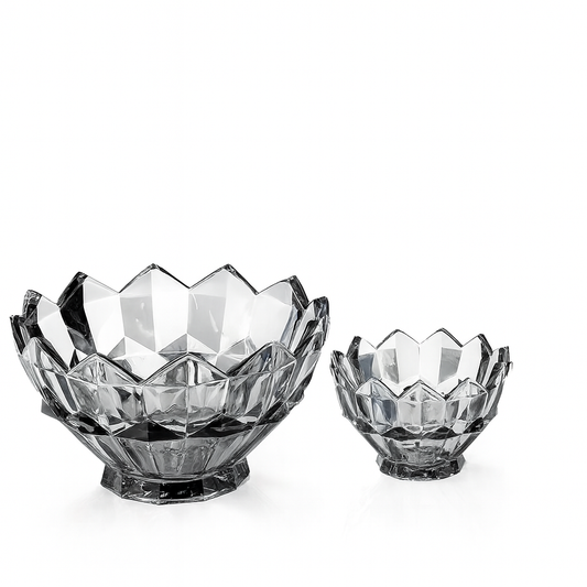 Smoky-Tinted Crystal-Cut 7-Piece Fruit Bowl Set – 200/105 mm Bowls