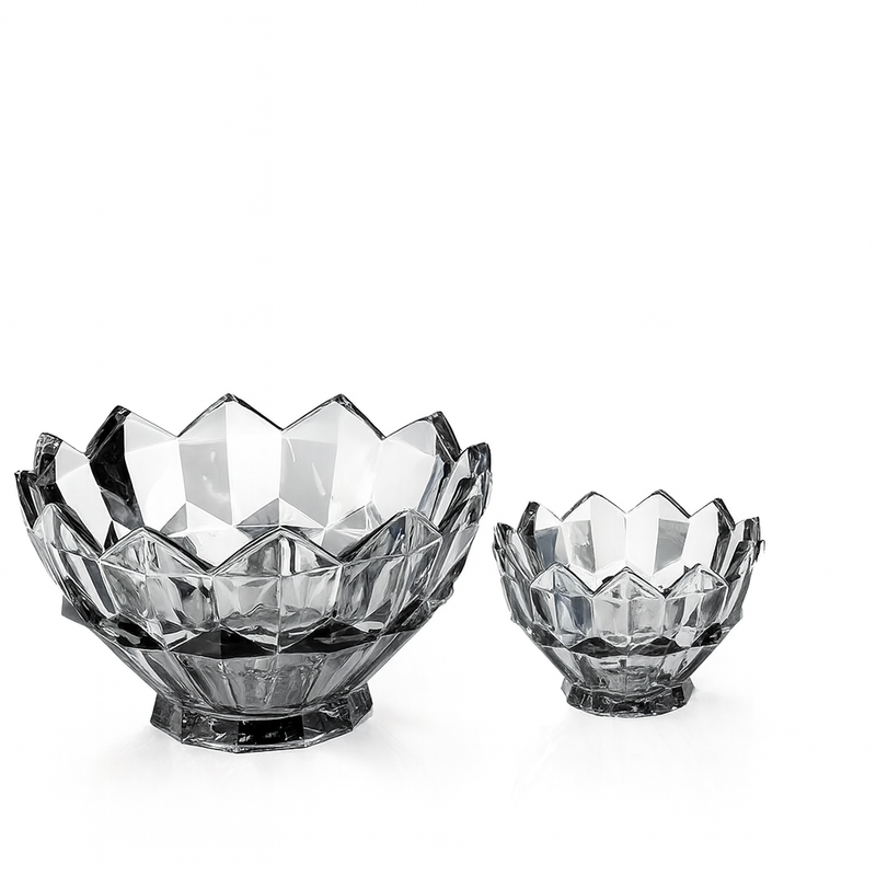 Smoky-Tinted Crystal-Cut 7-Piece Fruit Bowl Set – 200/105 mm Bowls - Habitt