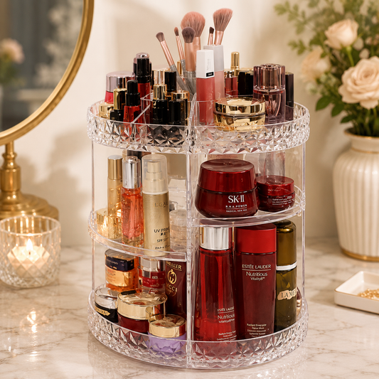 360° Rotating Cosmetic Organizer – Makeup & Beauty Storage Organizer