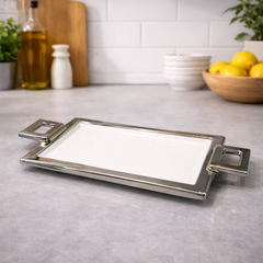 Handle Strip Plate – Silver Rectangular Serving Tray - Habitt