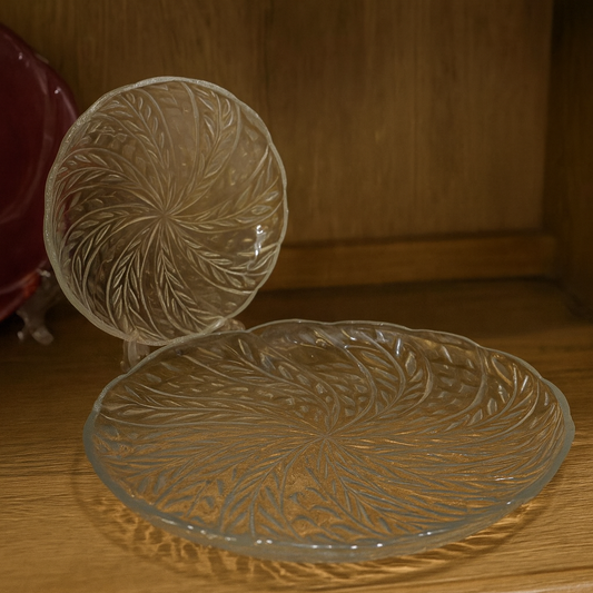 7-Piece Clear Glass Cake Serving Set – Elegant 305/183 mm Dessert Plates