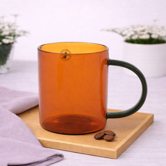 Brown Transparent Glass Mug – Heat Resistant Coffee & Tea Cup