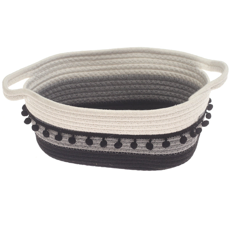 Large Black & White Storage Basket – (7.5 × 12 × 6 Inch) - Habitt