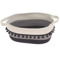 Large Black & White Storage Basket – (7.5 × 12 × 6 Inch)