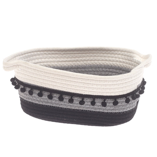 Large Black & White Storage Basket – (7.5 × 12 × 6 Inch)