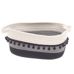 Large Black & White Storage Basket – (7.5 × 12 × 6 Inch)