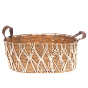 Large Natural Storage Basket with Rope Detailing & Handles – Handwoven Decorative Organizer - Habitt