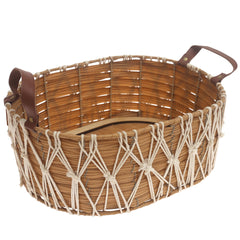 Large Natural Storage Basket with Rope Detailing & Handles – Handwoven Decorative Organizer
