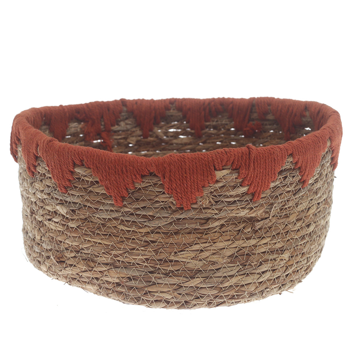 Large Rust Handwoven Storage Basket – Natural Fiber Organizer with Rustic Accent