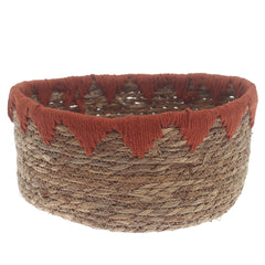Large Rust Handwoven Storage Basket – Natural Fiber Organizer with Rustic Accent