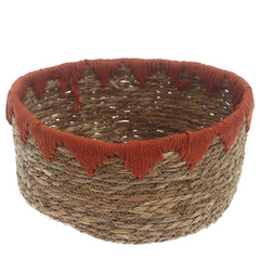 Large Rust Handwoven Storage Basket – Natural Fiber Organizer with Rustic Accent