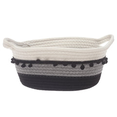 Medium Black & White Storage Basket – Handwoven Decorative Organizer