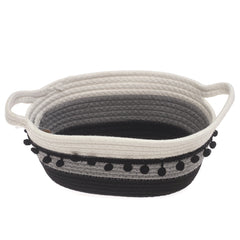 Medium Black & White Storage Basket – Handwoven Decorative Organizer